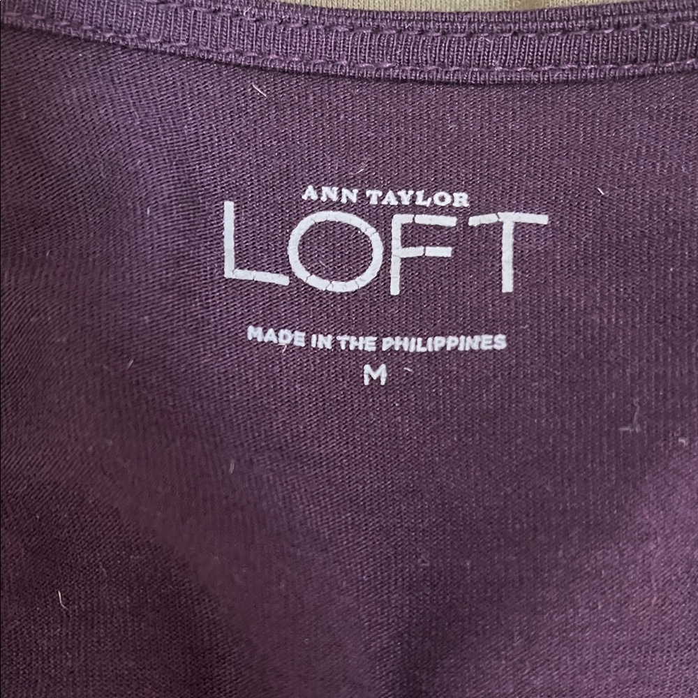 EUC Ann Taylor Loft Purple Drape Neck Long Sleeve Top (M) - Picture 5 of 6